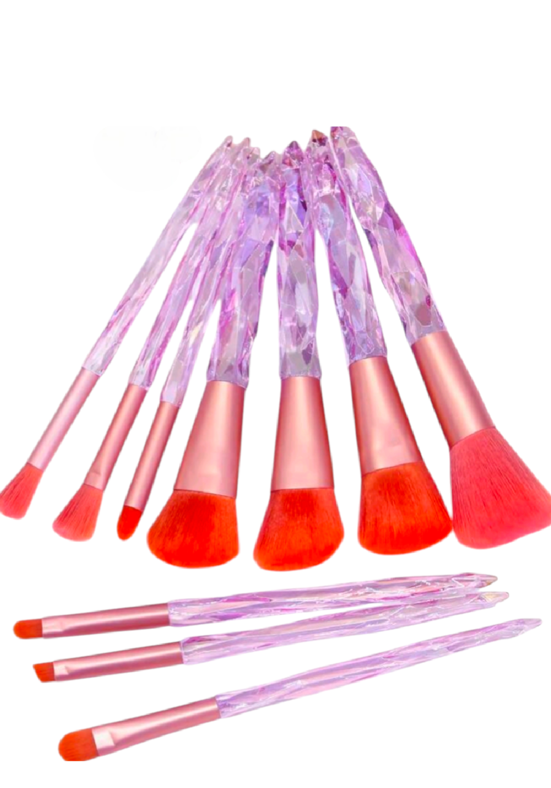 10 piece crystal look-orange makeup brush set