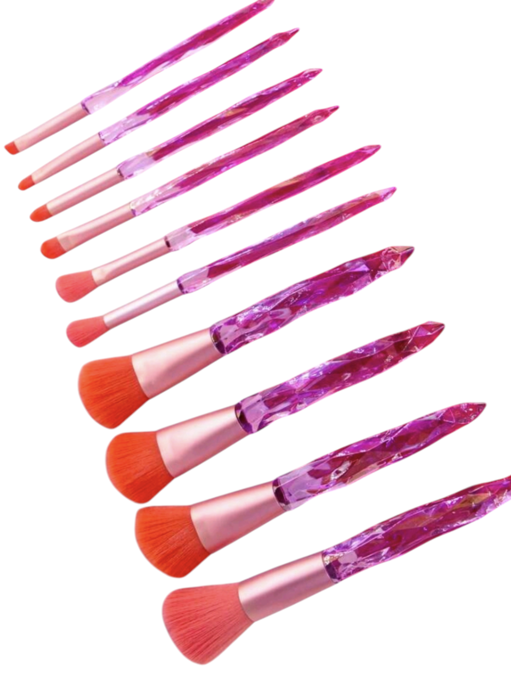 10 piece crystal look-orange makeup brush set