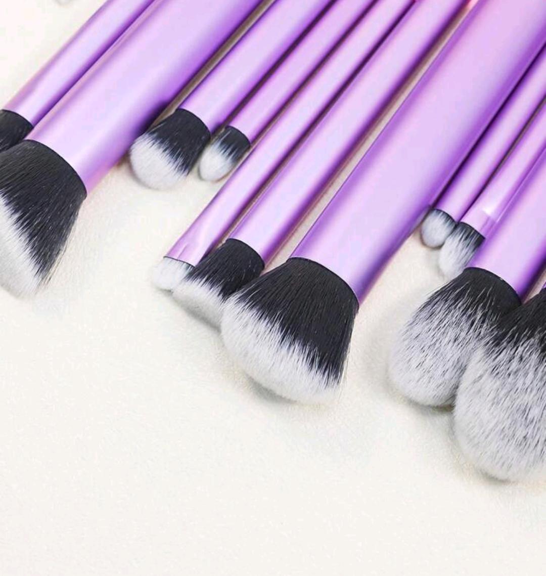 12 Piece Purple Acrylic Make-Up Brush Set
