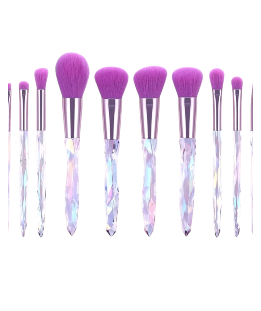 10 piece crystal look-purple makeup brush set