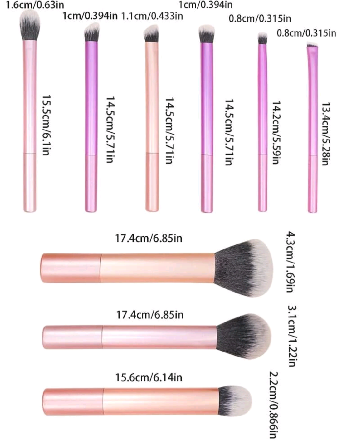 9 Piece Mix Make-Up Brush Set