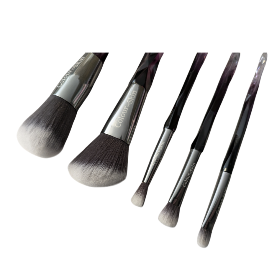 5 piece crystal look- purple makeup brush set