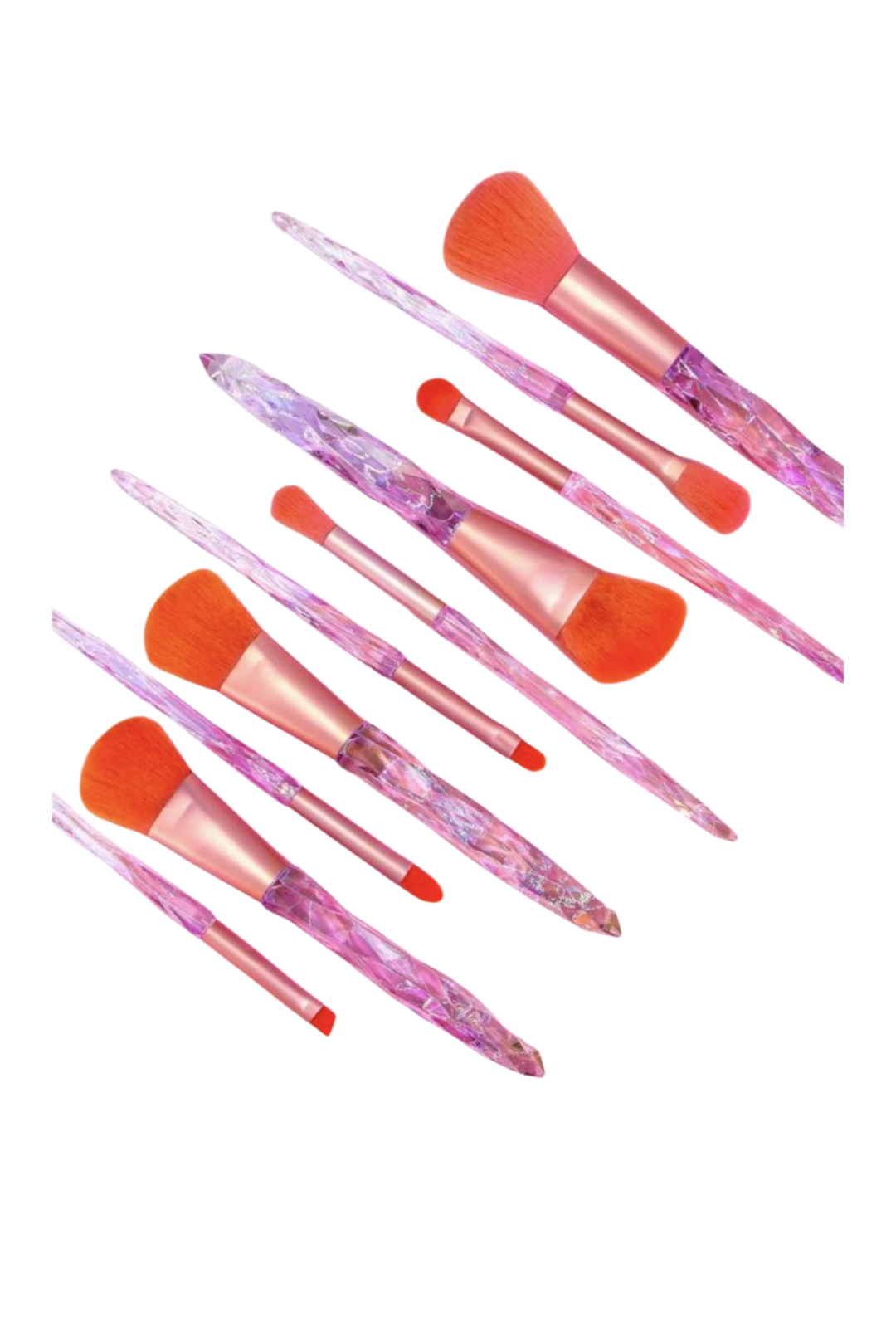 10 piece crystal look-orange makeup brush set