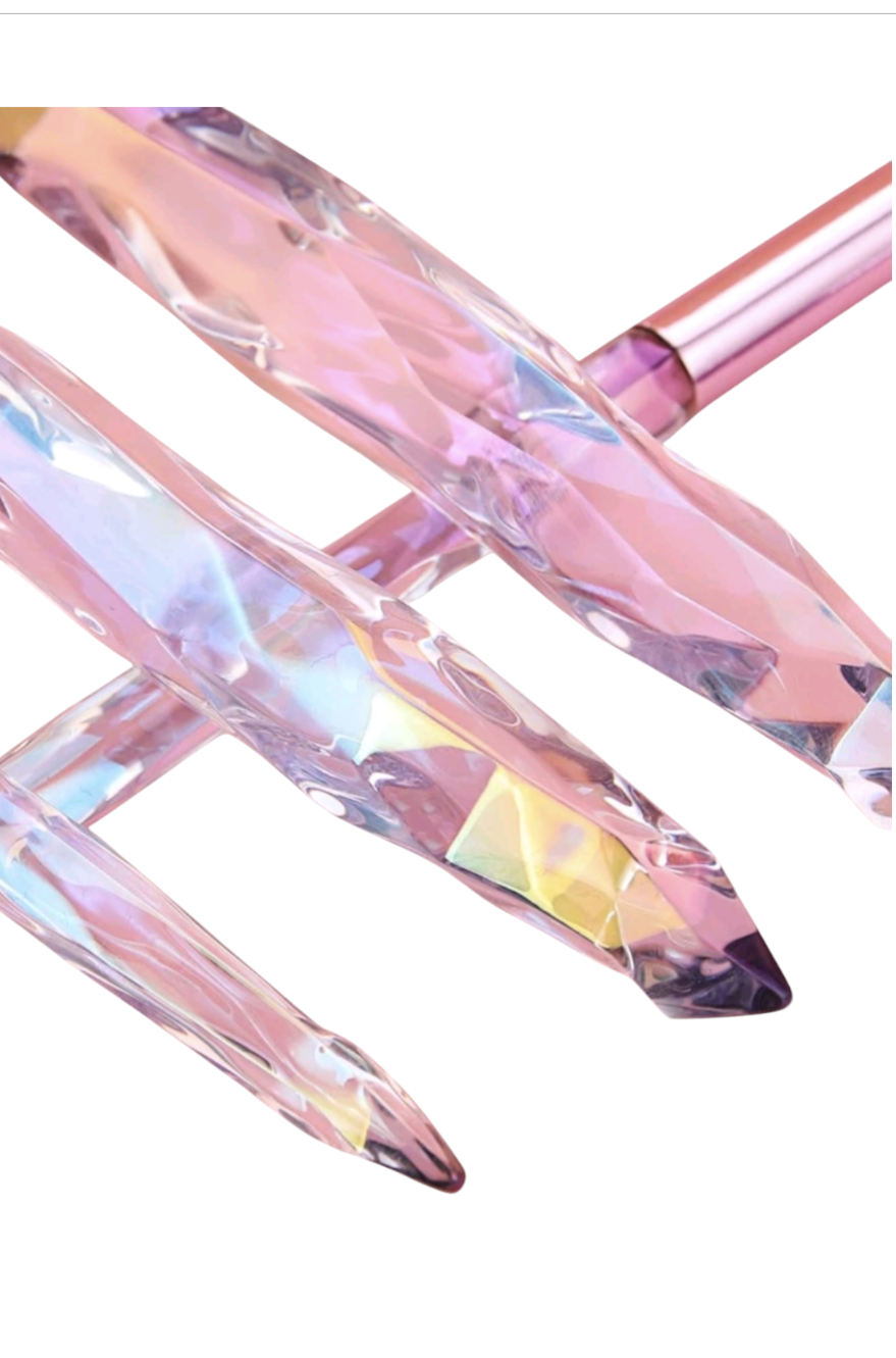 10 piece crystal look-purple makeup brush set