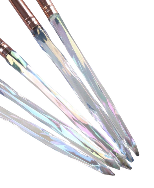 5 piece crystal look-white multi makeup brush set